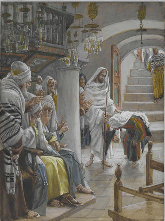 Jesus heals an infirm woman by James Tissot