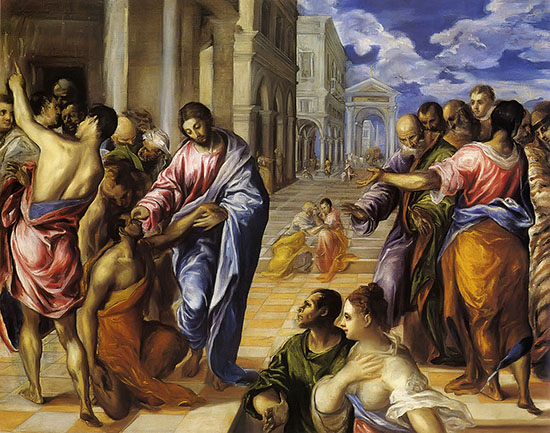 Christ healing the blind by el Greco